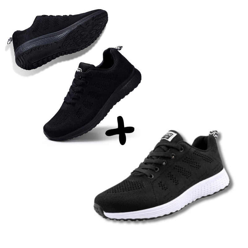 2 Pares Tenis Ortopédico Confort Running (Preto-Preto+Preto) + Palmilha Tecnológica Grátis